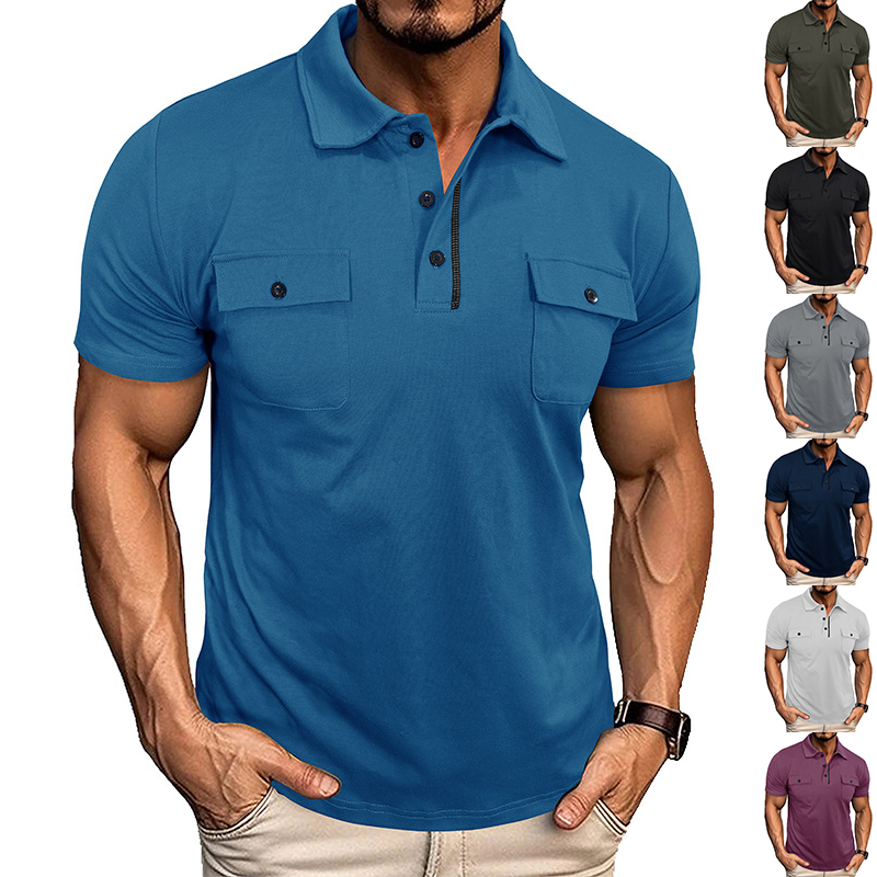 Polo boutons poches manches courtes homme