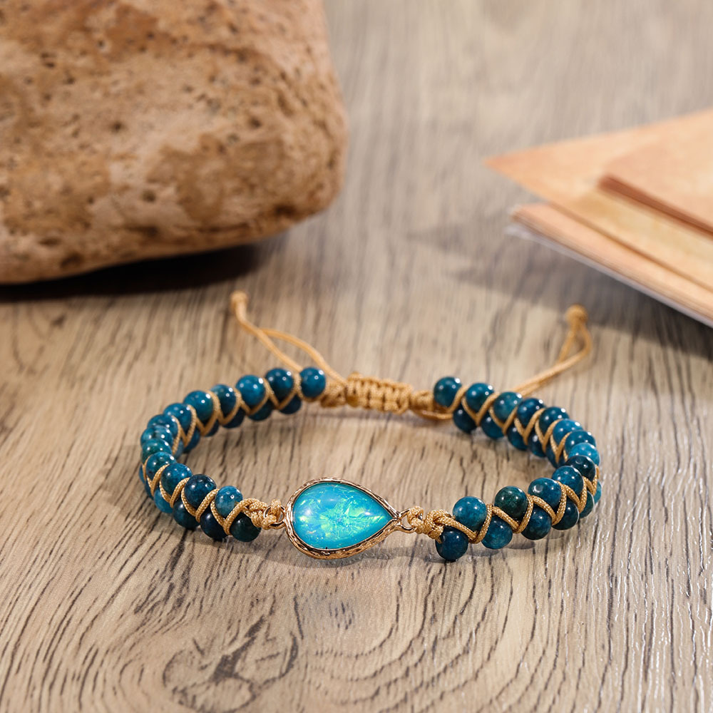 Bracelet couple pierre naturelle goutte saphir