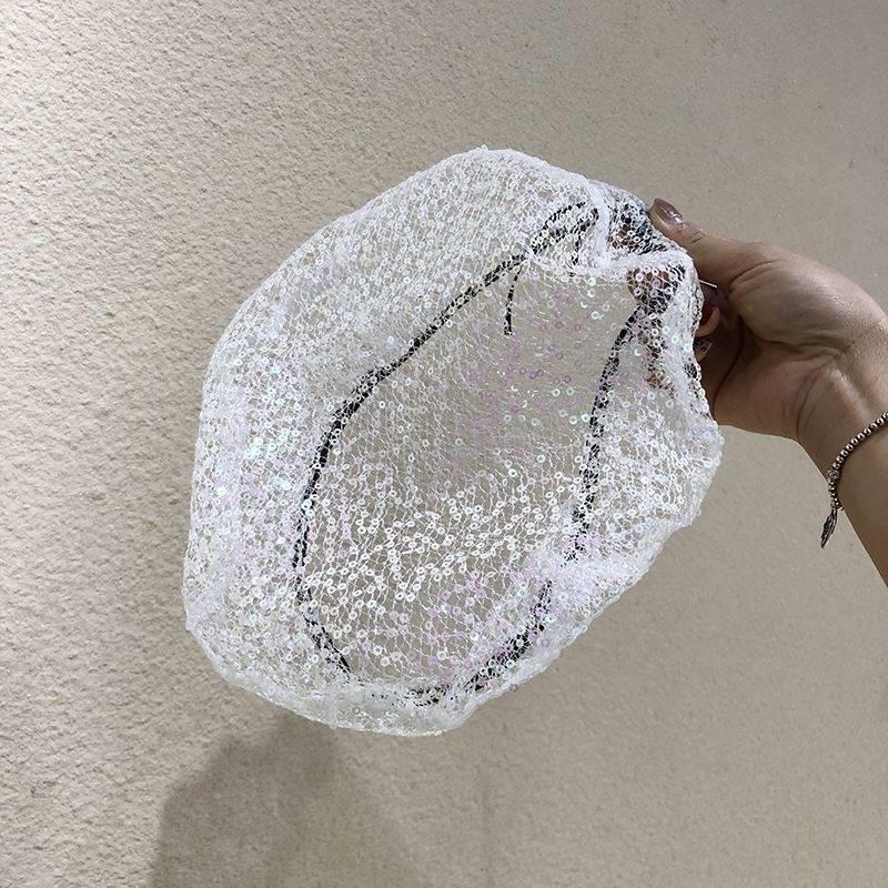 Bonnet filet cheveux gris printemps femme grande tête