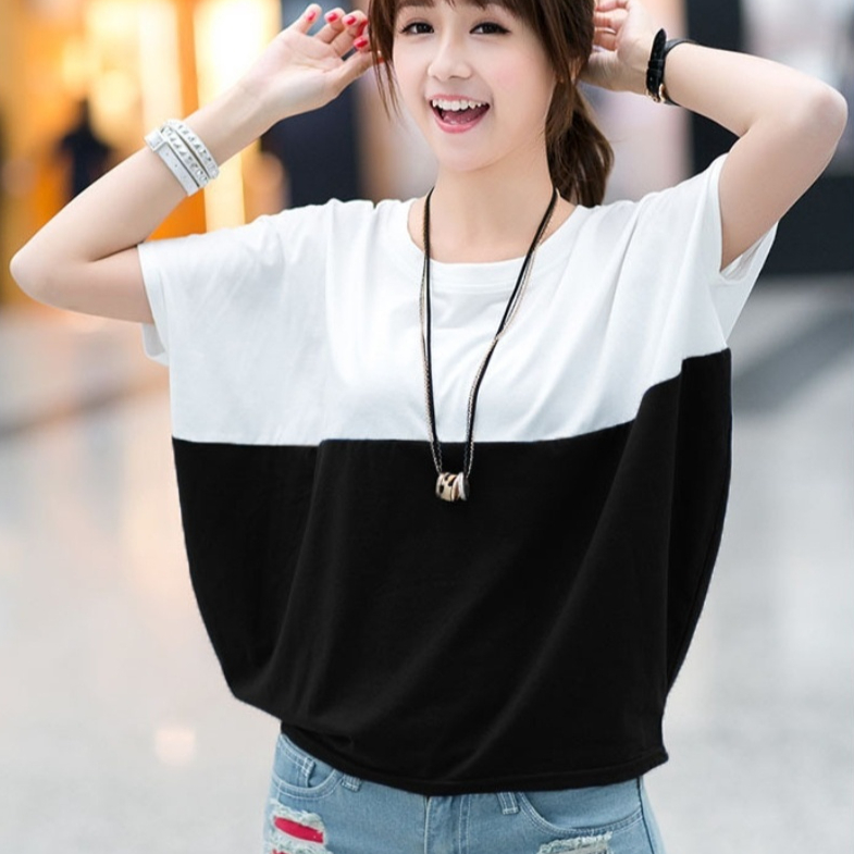 Chemise manche chauve-souris ample femme court