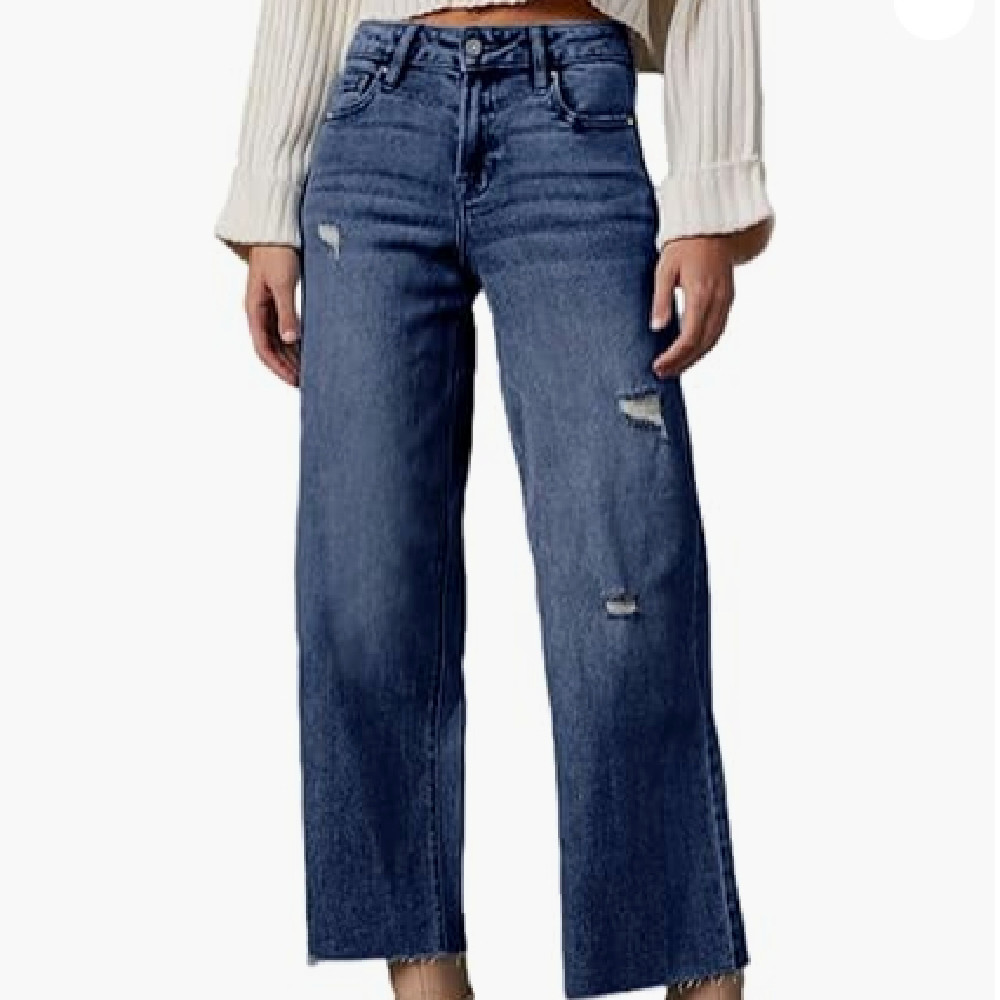 Jean ample taille haute femme