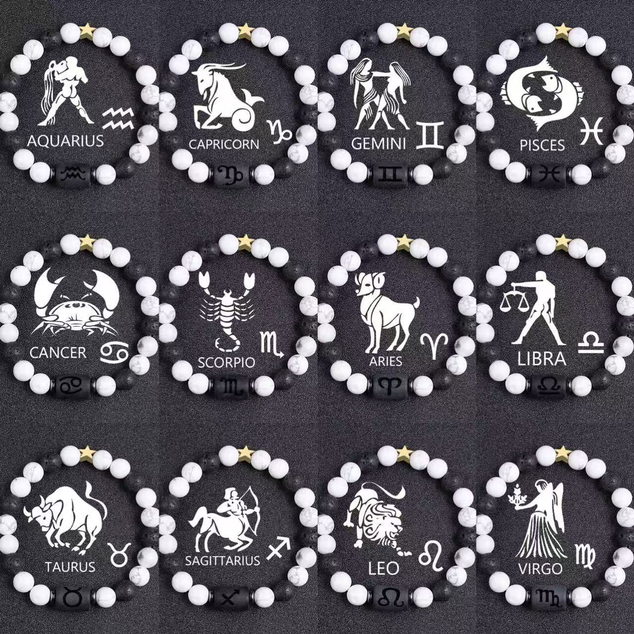 Bracelet perles cordon pierre volcanique pin