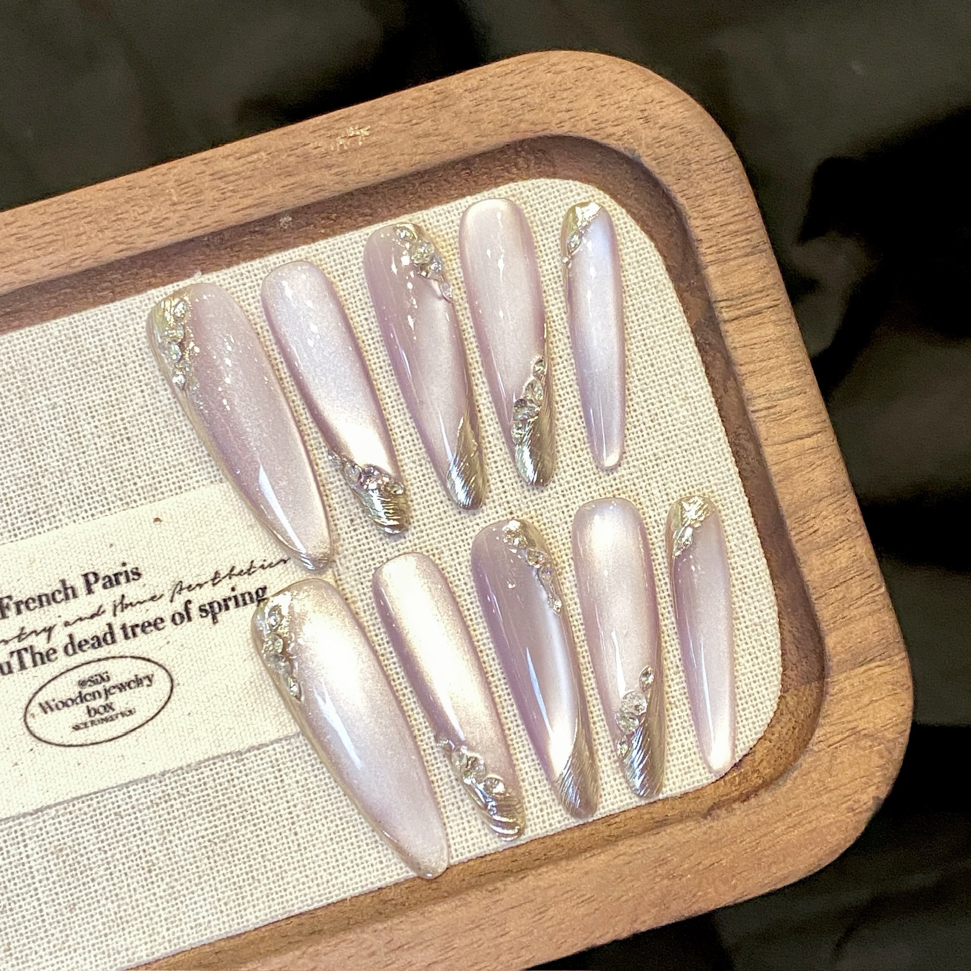 Faux ongles dégradé lune strass amovibles