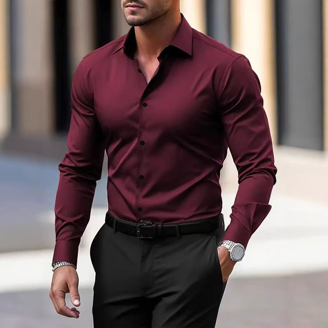 Chemise business homme manches longues couleur unie