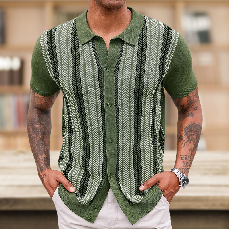 Chandail jacquard rayé décontracté homme