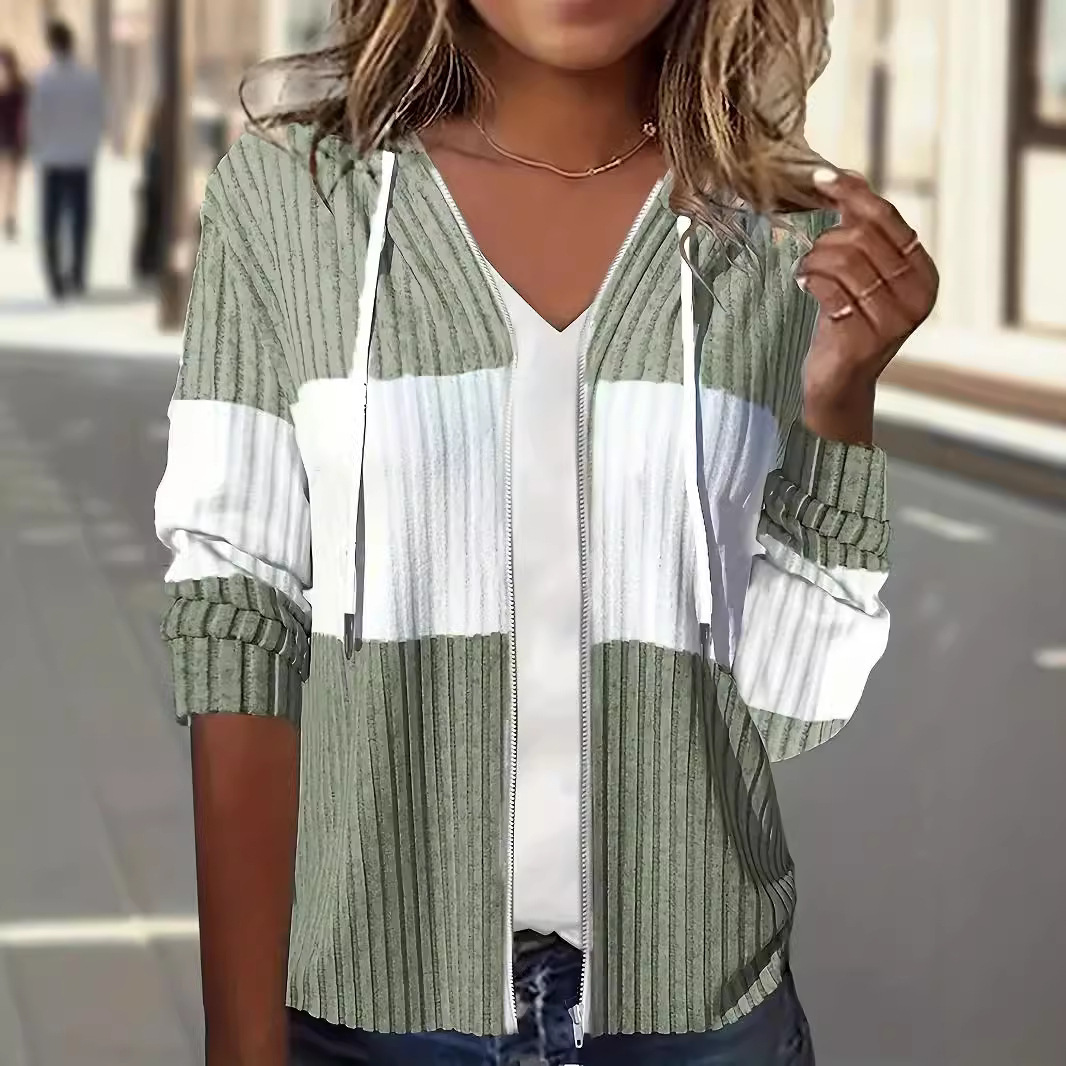 Manteau thermique décontracté à capuchon et fermeture éclair pour femme