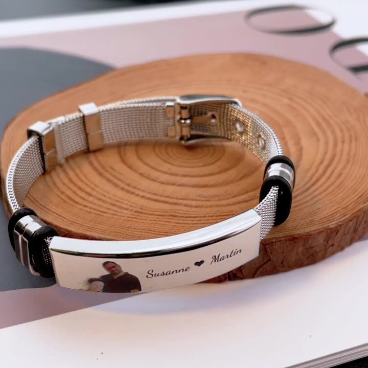 Bracelet acier inoxydable cadeau Saint-Valentin personnalisé