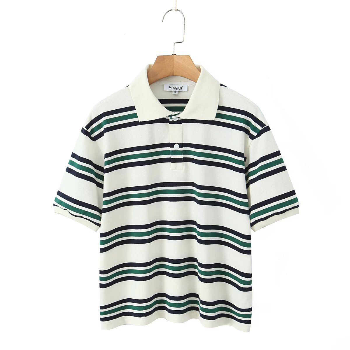 Polo coton rayé couleur contrastée rétro