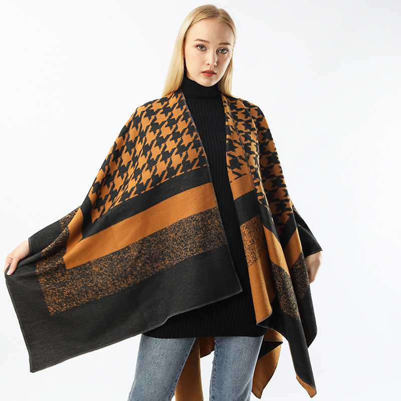 Cape pied-de-poule rétro all-match femme
