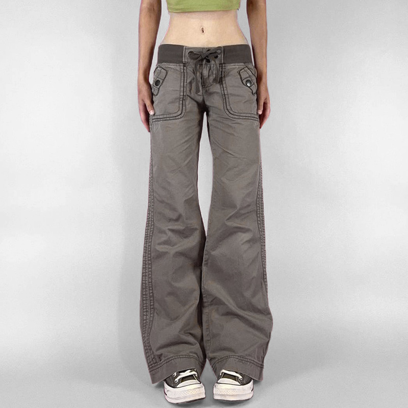 Jean taille basse contraste fil couture