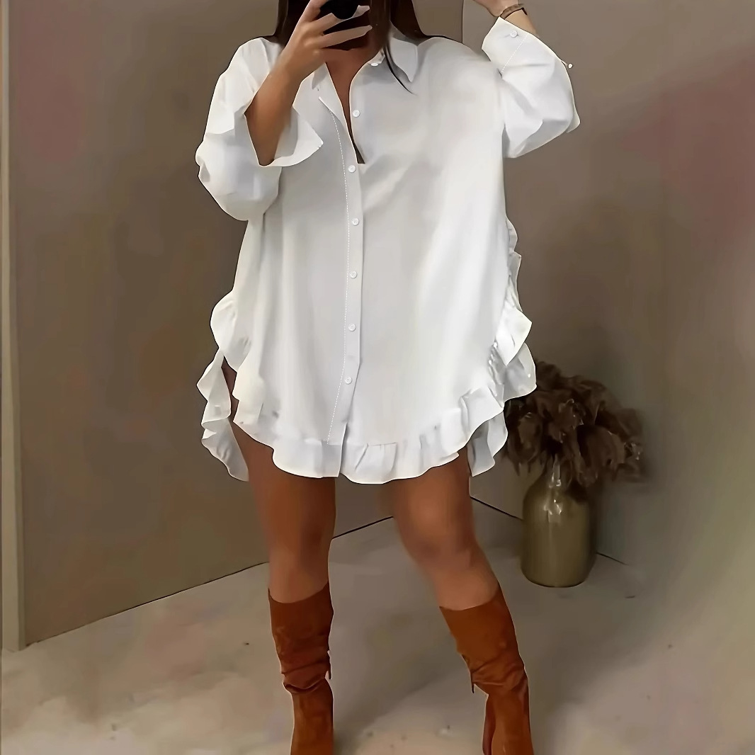 Chemise printemps été couleur unie ample femme