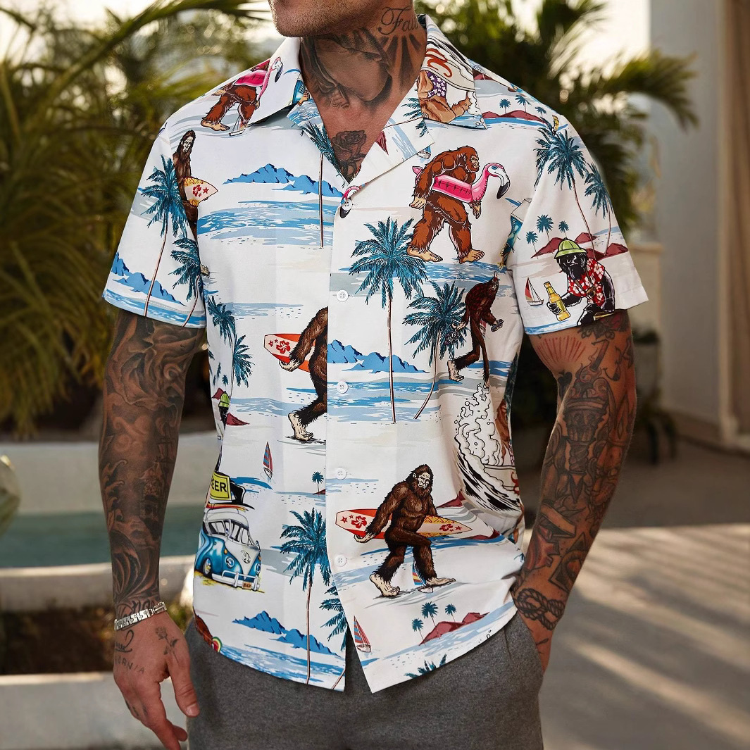 Chemise homme fleurie imprimé casual mode
