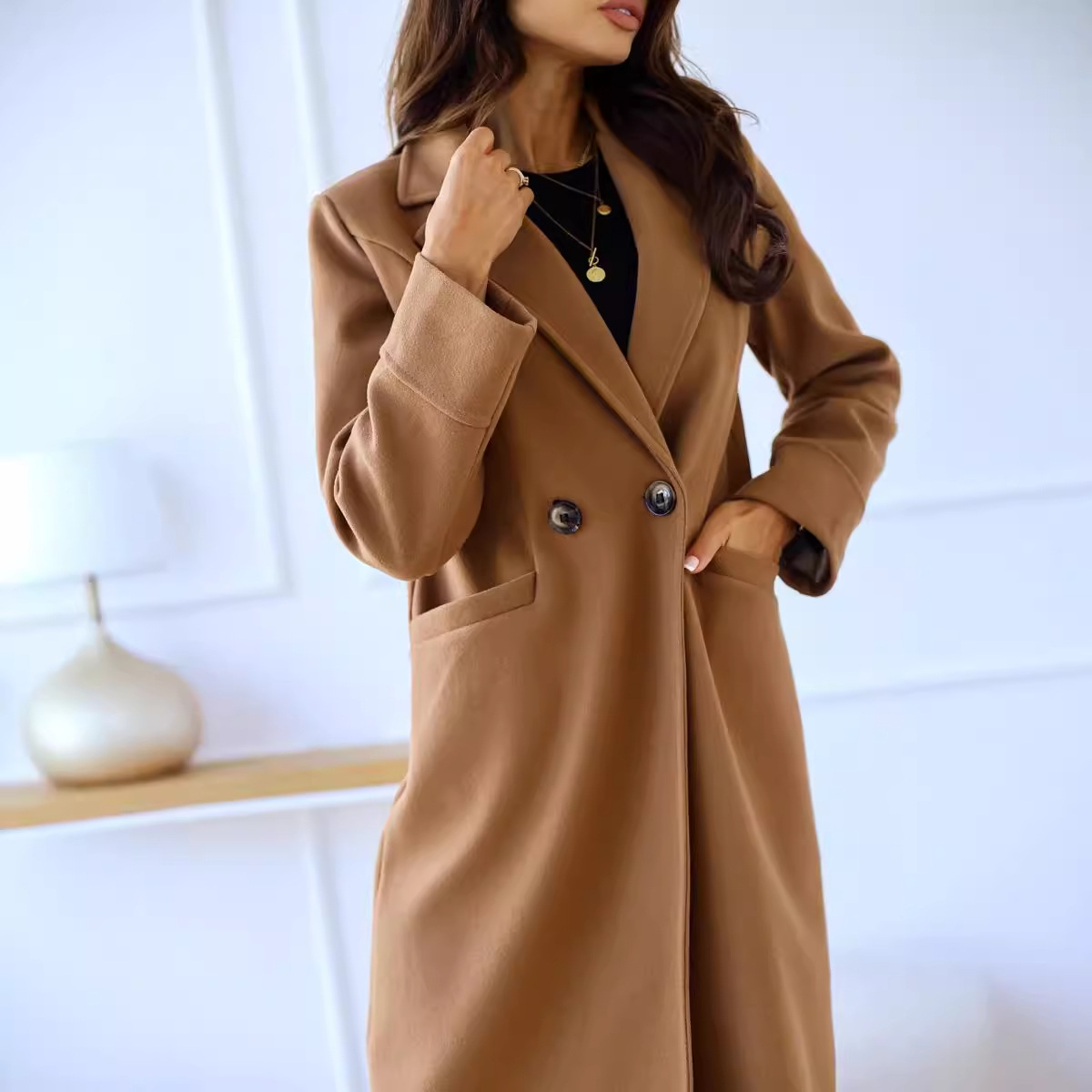 Manteau laine classique à double boutonnage