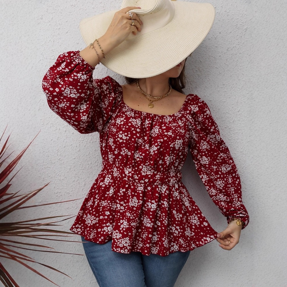 Chemise femme manches longues imprimé floral contrôlée