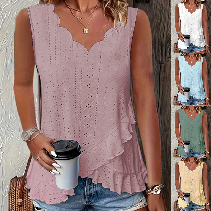 Haut femme col V couleur unie