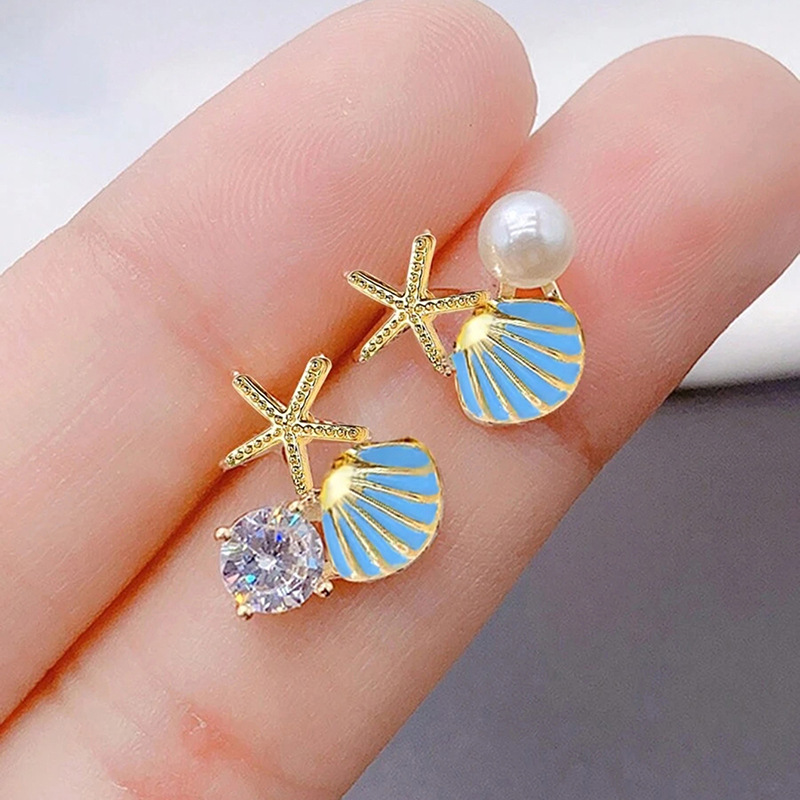 Boucles d'oreilles perlées coquillage étoile