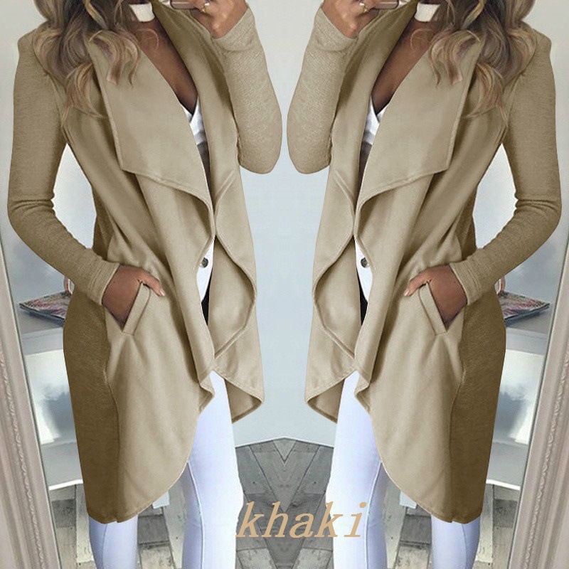 Trench-coat long slim col polo taille plus pour femme