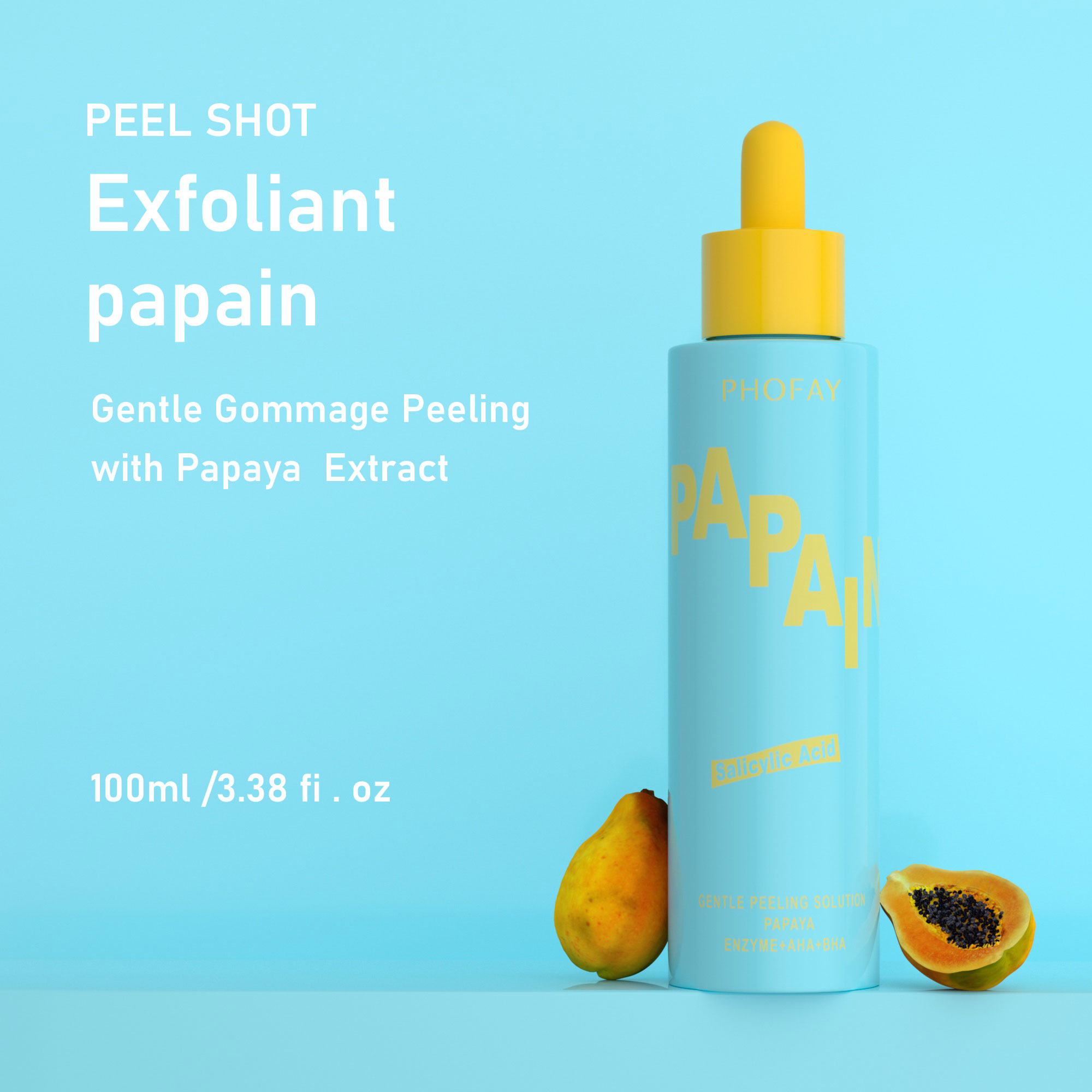 PHOFAY Solution pelage enzyme papaye AHA BHA
