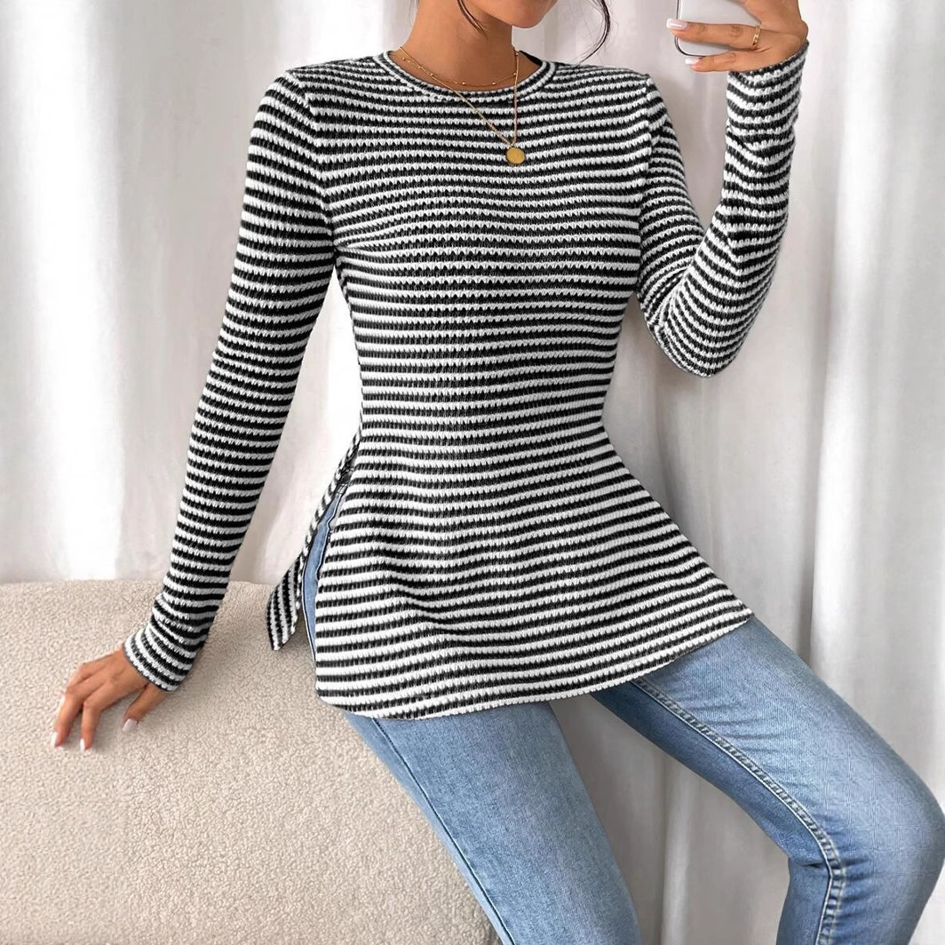 Chemise rayée ample assortissable moulante