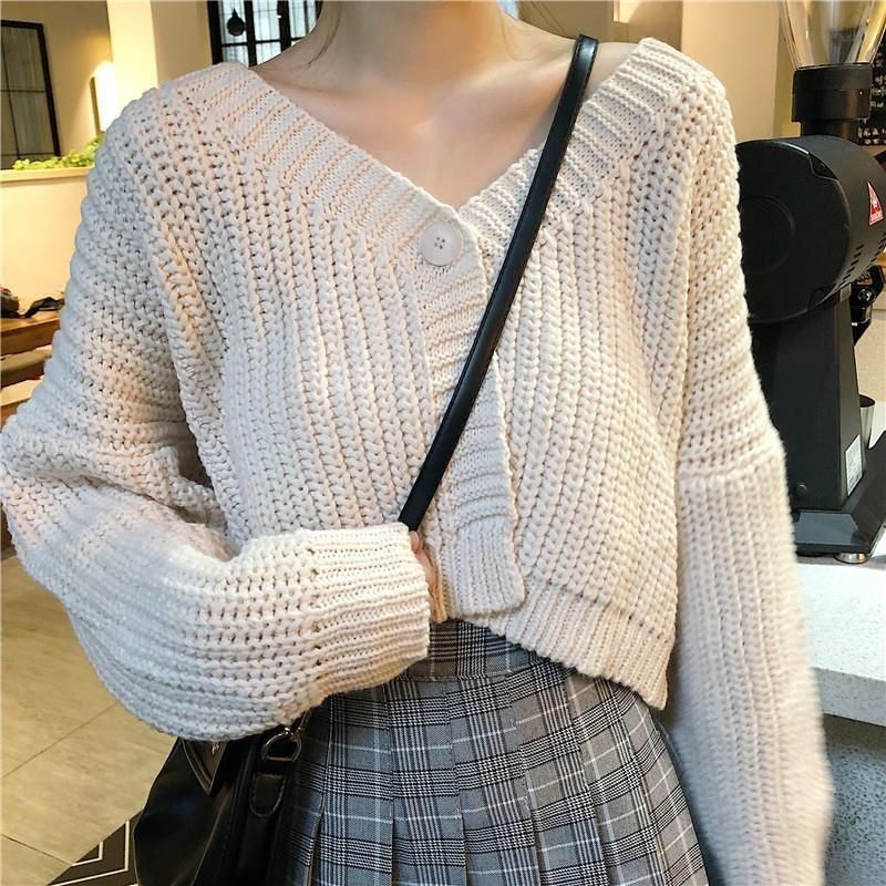 Cardigan court loose college fille tricot