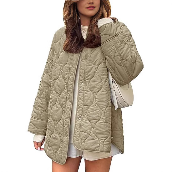 Manteau coton ample col rond style européen