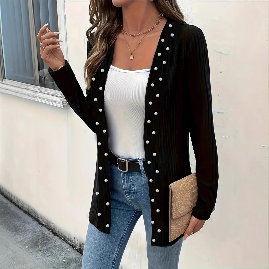Veste tricotée perlée élégante pour femmes