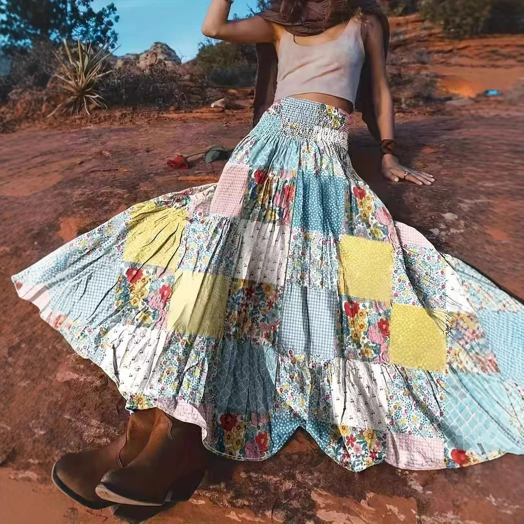Jupe longue florale imprimée femme populaire