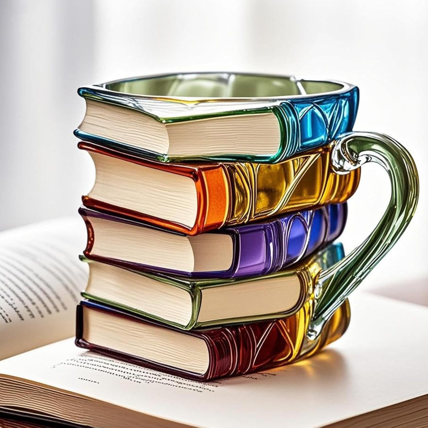 Tasse café empile livres unique peinte