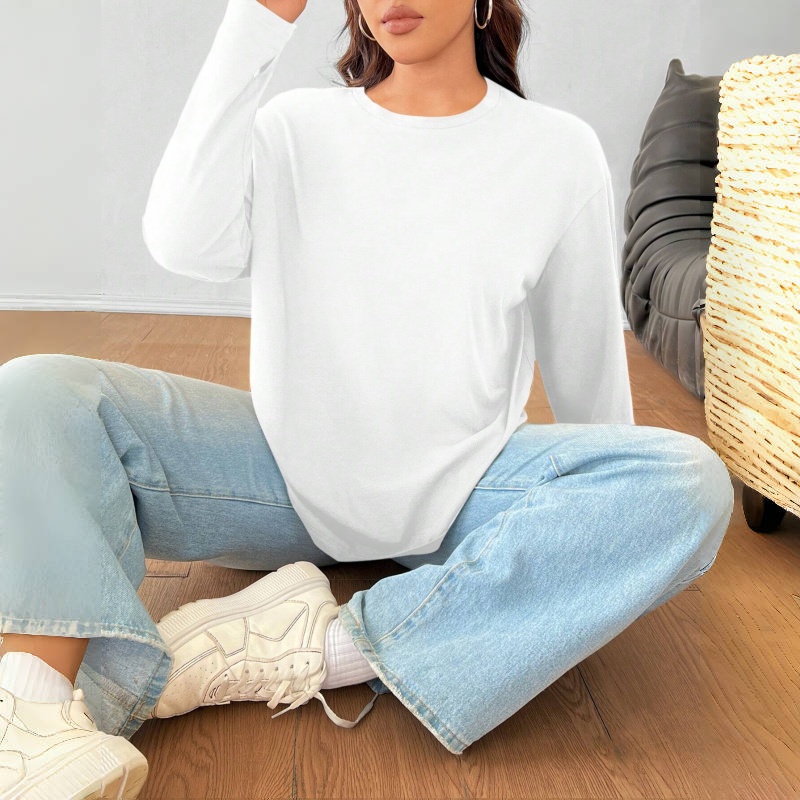 Haut col rond ample unie femme