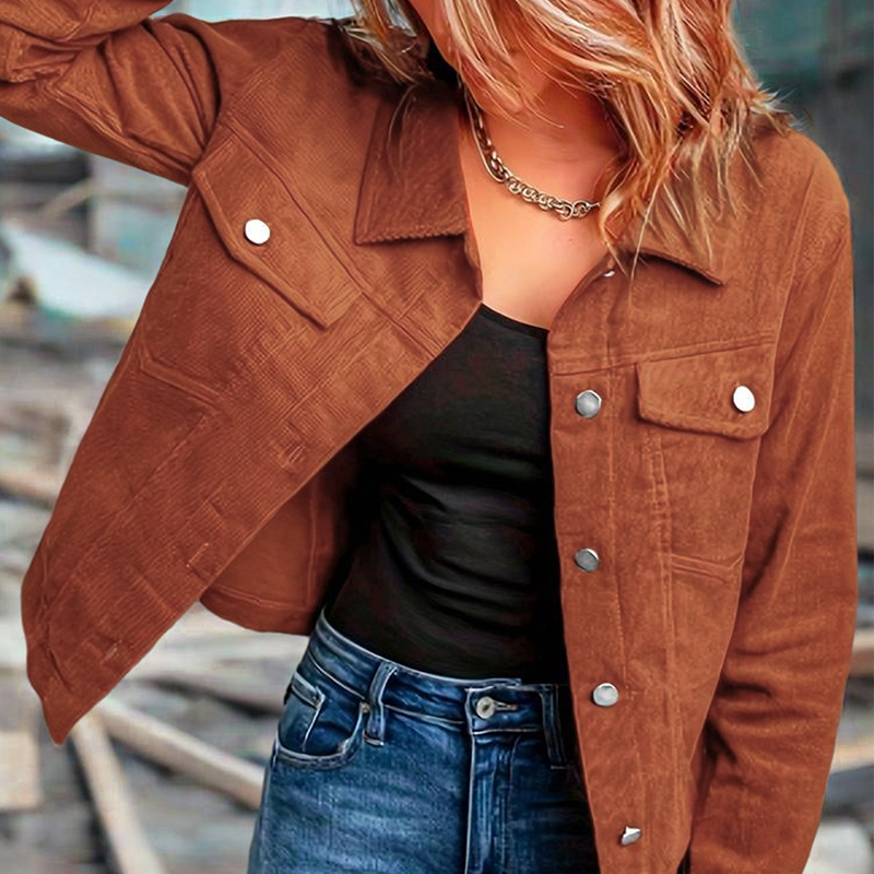 Veste velours côtelé manches longues femme