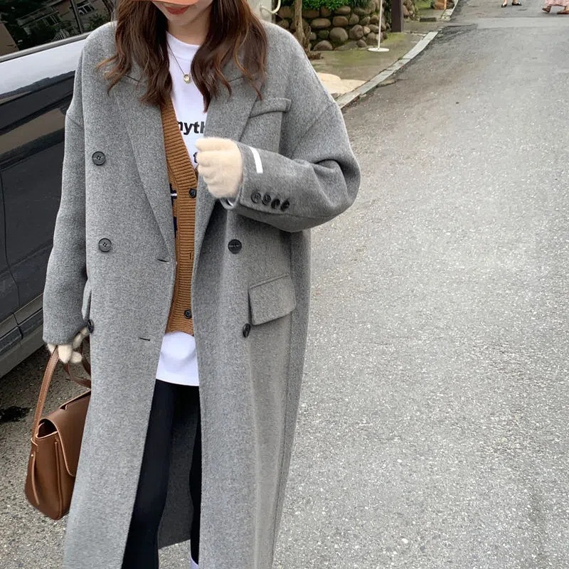 Manteau gris laine ample femme