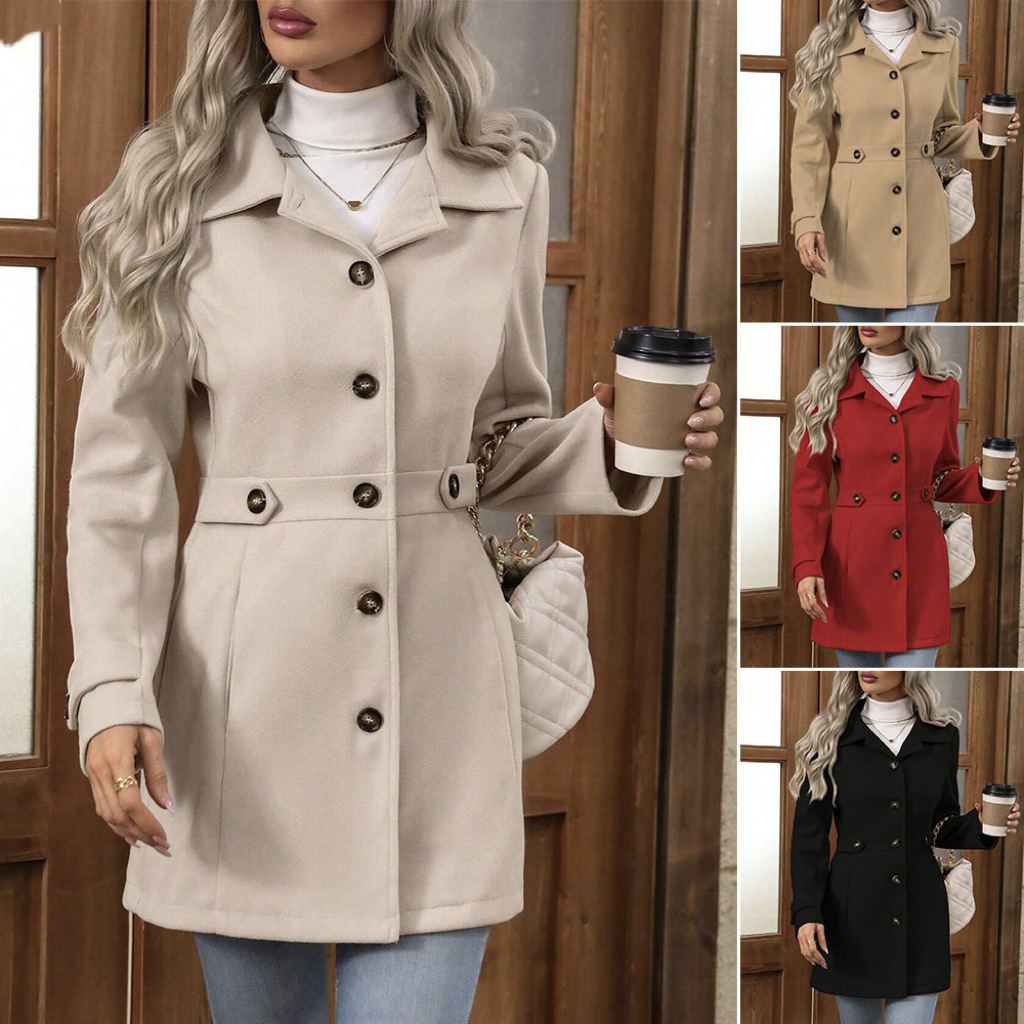 Manteau laine à boutonnage simple élégant femme