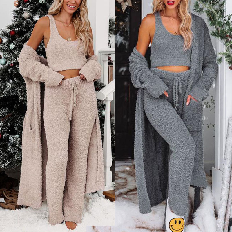 Ensemble trois pièces cardigan ample casual élégant