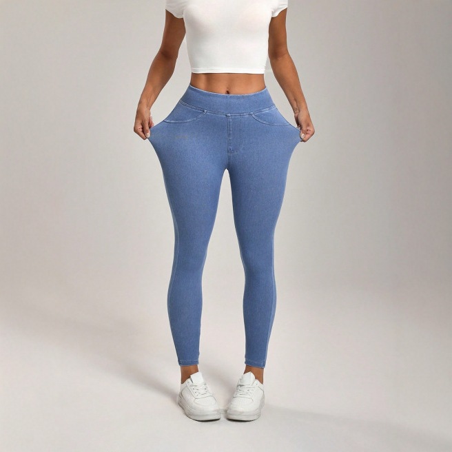 Pantalon sport taille haute élastique poches
