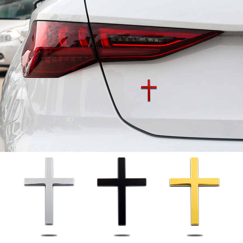 Autocollant métal 3D croix pare-chocs voiture