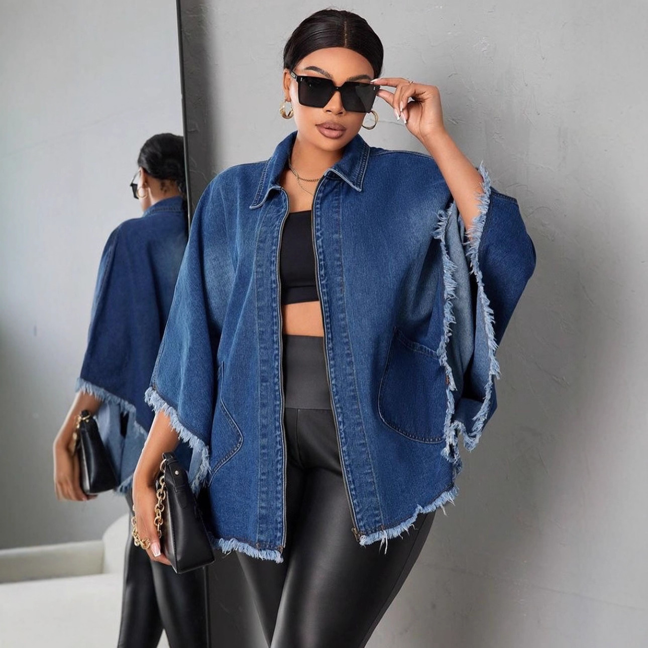Veste lainage col revers ample mode