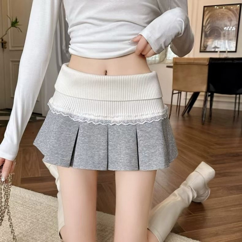 Jupe plissée hot girl design dentelle couture femme