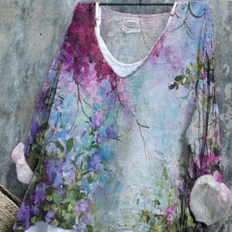 T-shirt ample col rond mauve femme