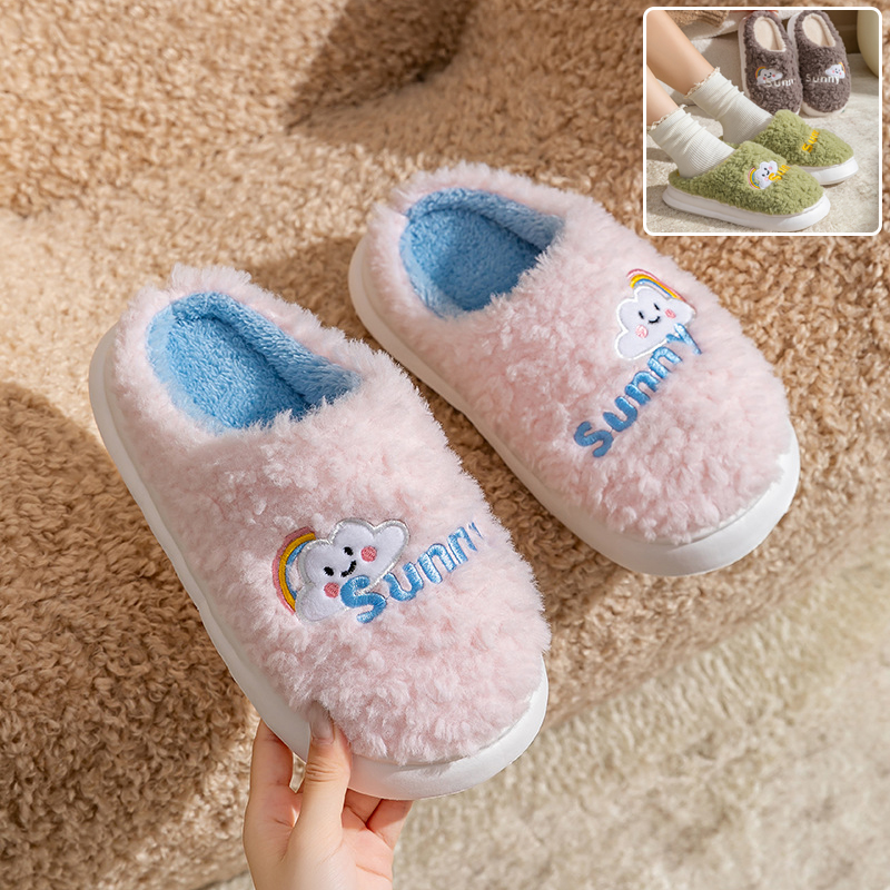 Pantoufles coton cartoon douces couples maison