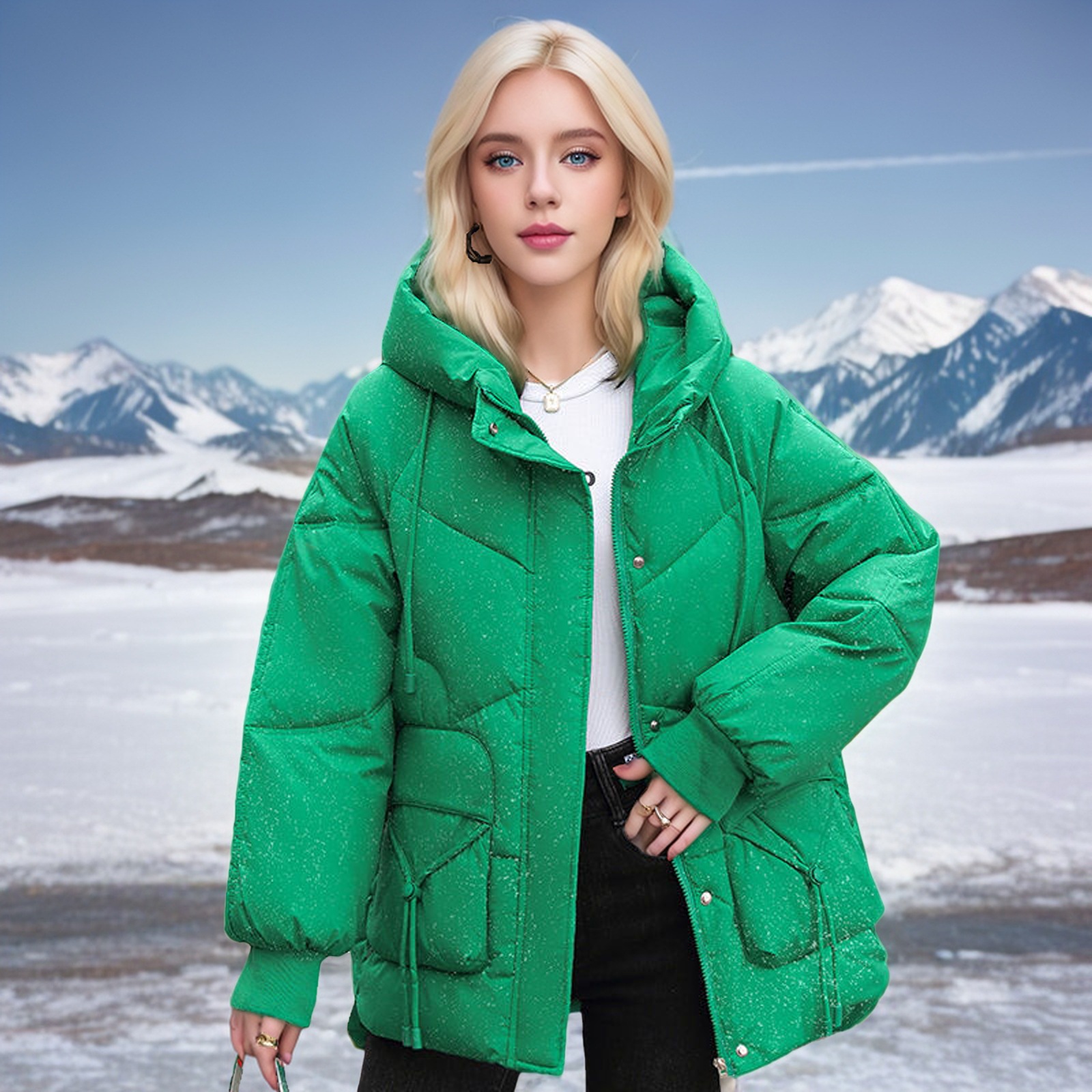 Veste duvet coton hiver style coréen, ample, épais