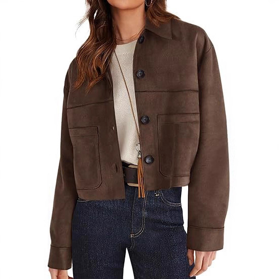 Veste suédine courte femme casual légère