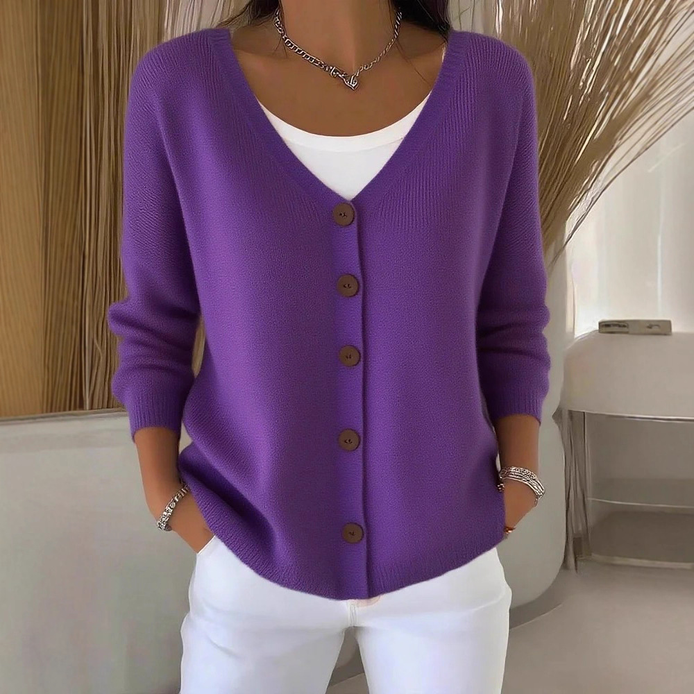 Cardigan boutons tricot couleur unie vêtements femme