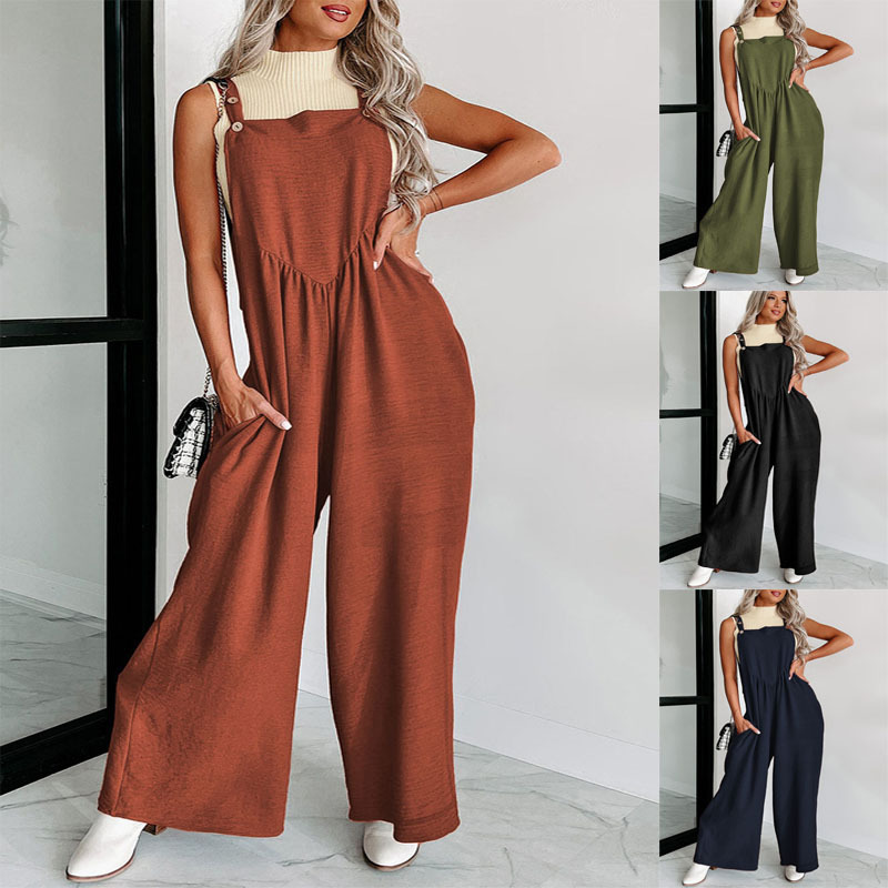 Pantalon large taille haute femme casual