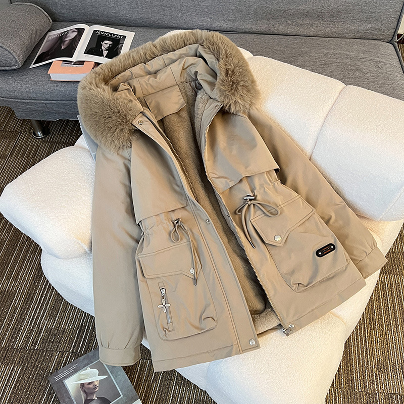 Manteau ouaté capuche col fourrure