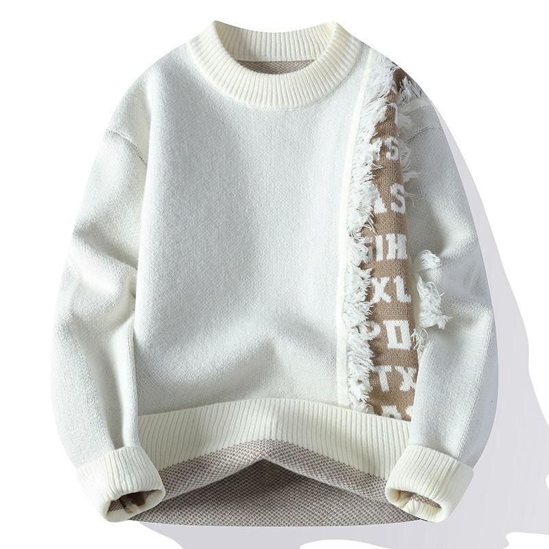 Chandail tricot col roulé homme manches longues