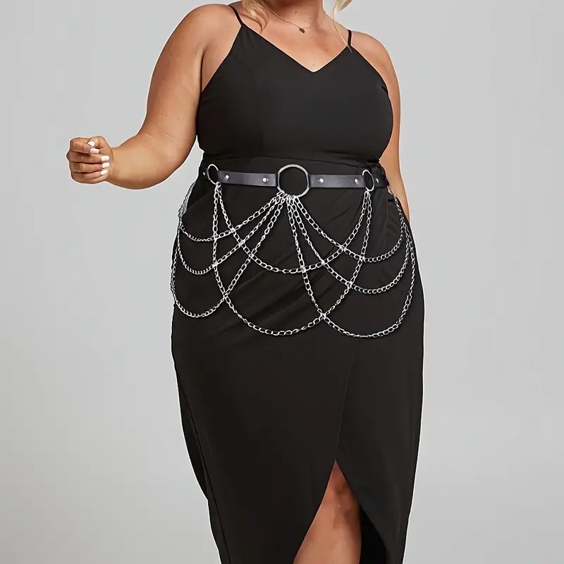 Chaîne de taille fashion cuir noir chaîne tassel tout-aller