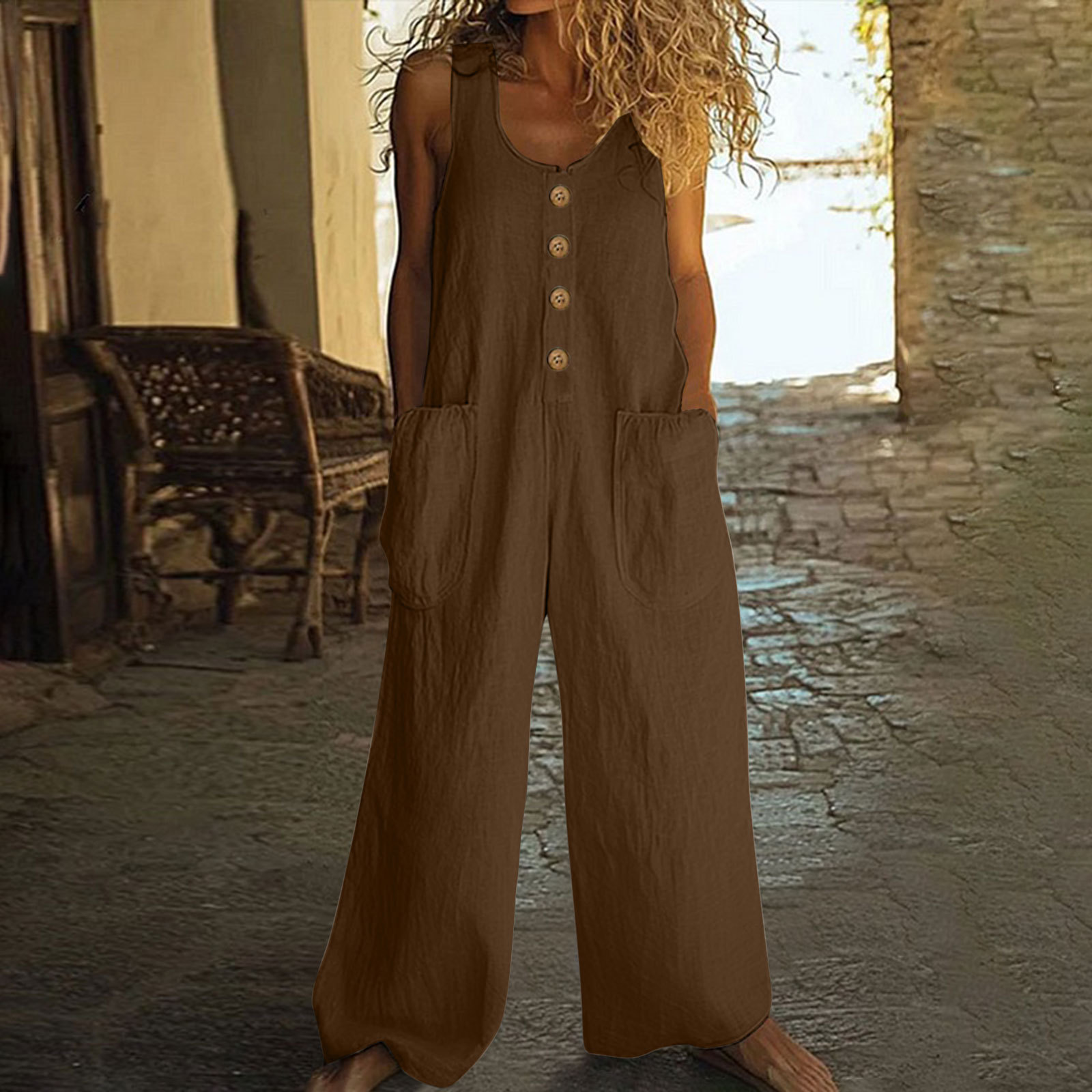 Combinaison pantalon large sans manches casual