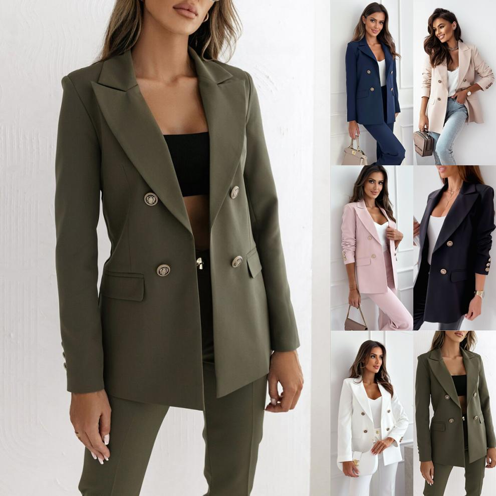 Manteau mode double boutonnage couleur unie