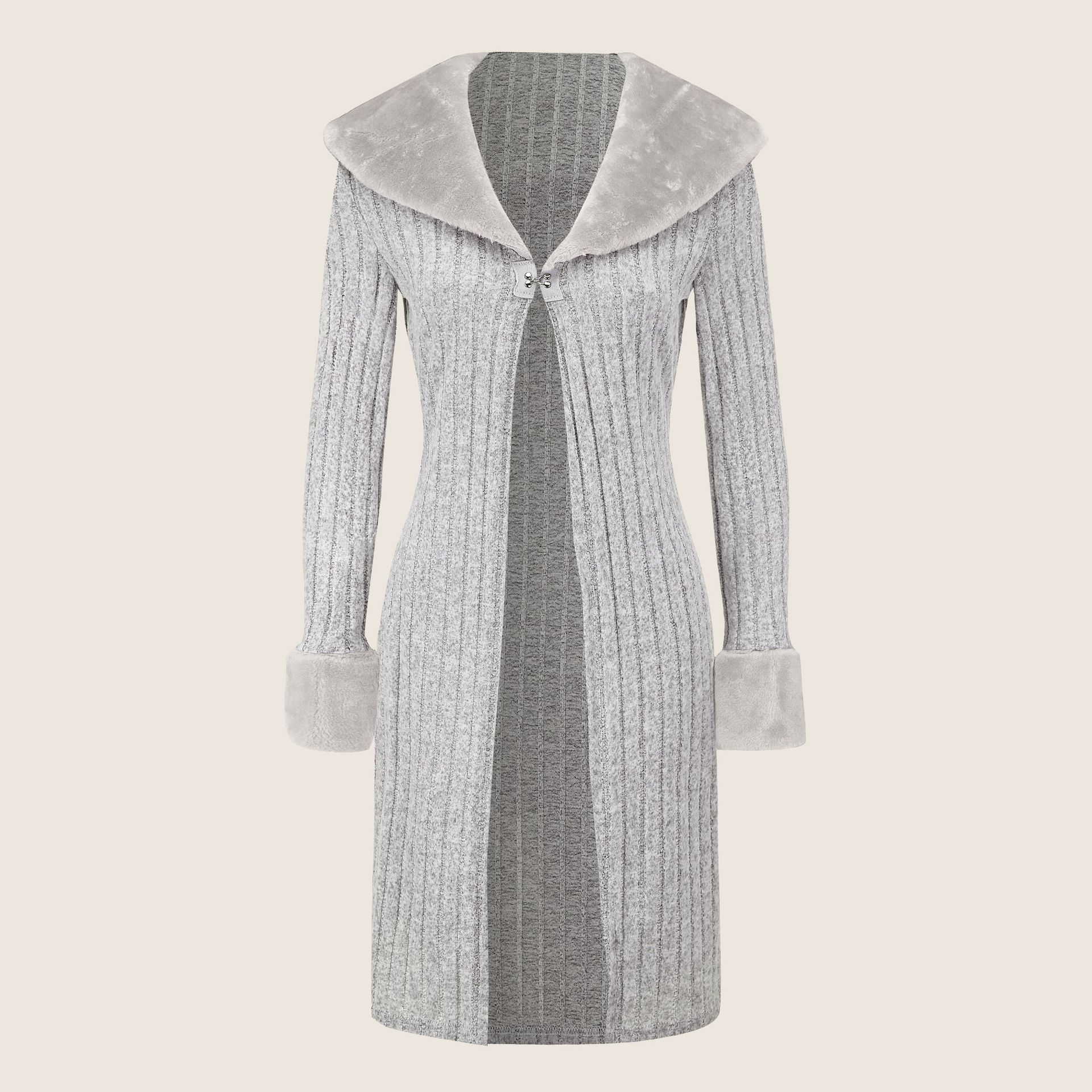 Trench coat tricot, coupe ajustée, amincissant