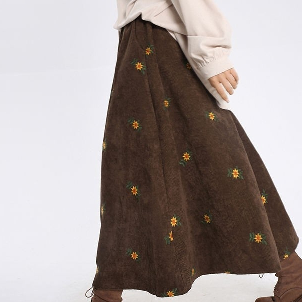 Jupe corduroy brun vintage overknee